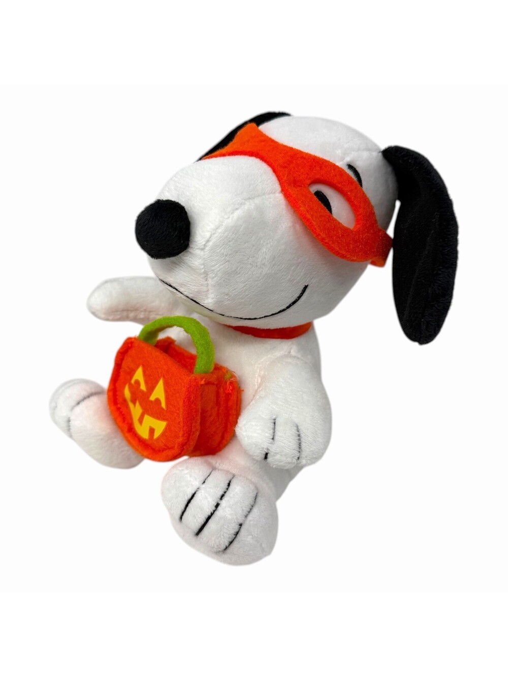 Hallmark Peanuts Snoopy Halloween Superhero Plush Orange Mask Pumpkin Bag 7in